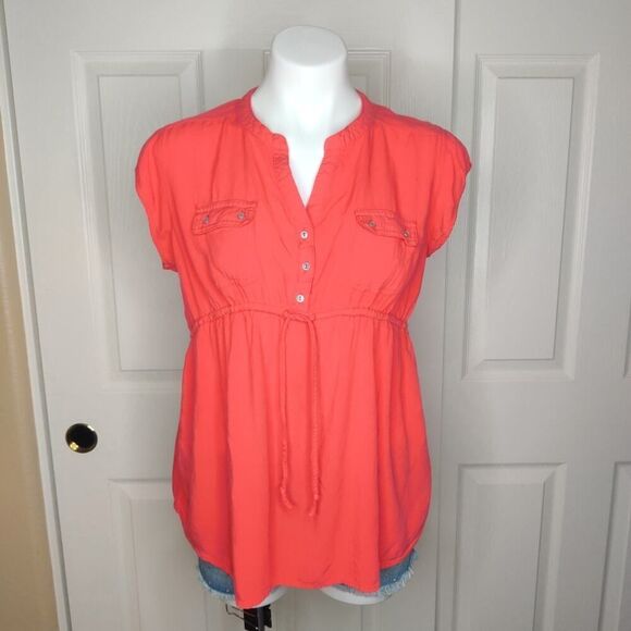 Motherhood Maternity split V-neck maternity top sz PL - Picture 2 of 6